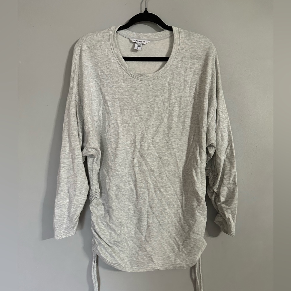 Athleta Lombard Ruched Sweatshirt Grey Size Large
